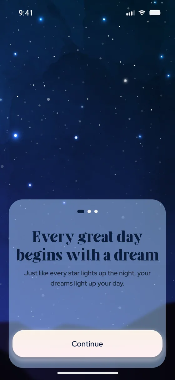 Today's Wish onboarding screen